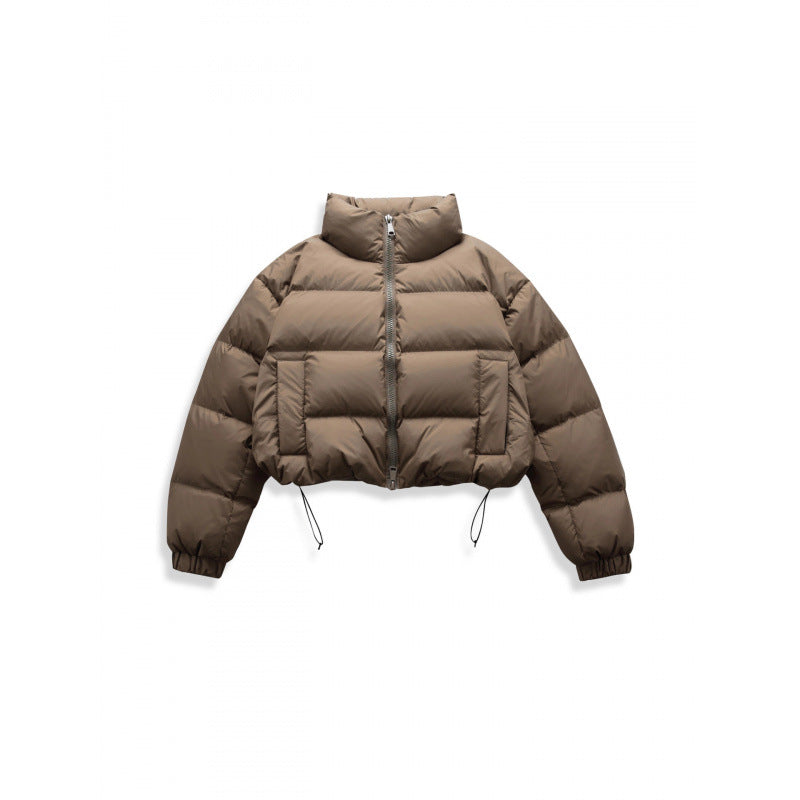 Women's short quilted winter jacket in cropped style with high stand-up collar Fashion Glam
