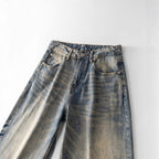 Men's Loose Straight Vintage Denim Jeans with Used Wash Fashion Glam
