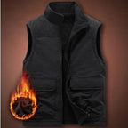 Men's Thermal Fleece Vest with windproof nylon outer layer, high stand collar, and multifunctional pockets Fashion Glam
