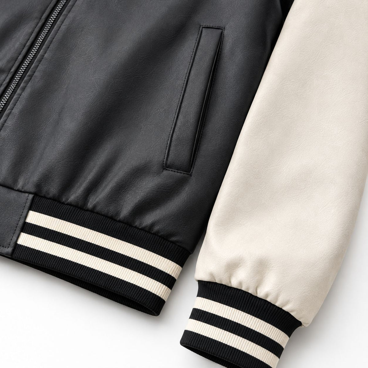 Men's Retro Style Letterman Jacket with Faux Leather Body and Suede Sleeves Fashion Glam