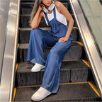 Women's overalls in wide-leg design with a relaxed fit, adjustable straps, and functional pockets Fashion Glam
