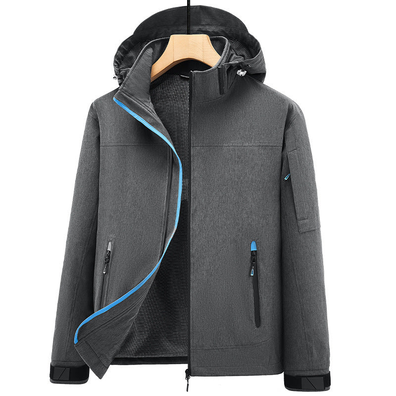 Men's Breathable Softshell Outdoor Jacket with Hood, Welded Seams and Sleeve Pocket Fashion Glam