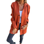 Women's Hoodie Coat with Snap Buttons and Oversized Silhouette Fashion Glam