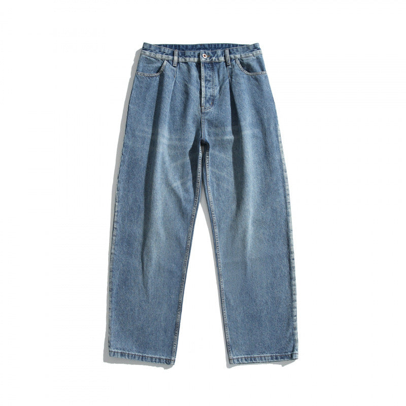 Ladies high-waisted jeans with pleats, straight cut and wide leg Fashion Glam