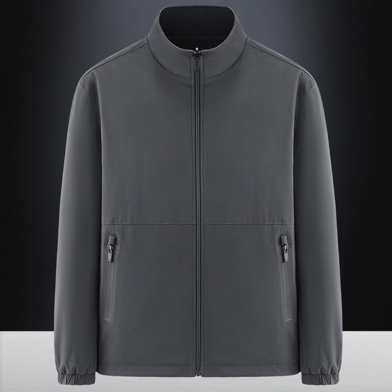 Men's minimalist technical all-weather softshell jacket with stand-up collar and water-repellent zippers Fashion Glam