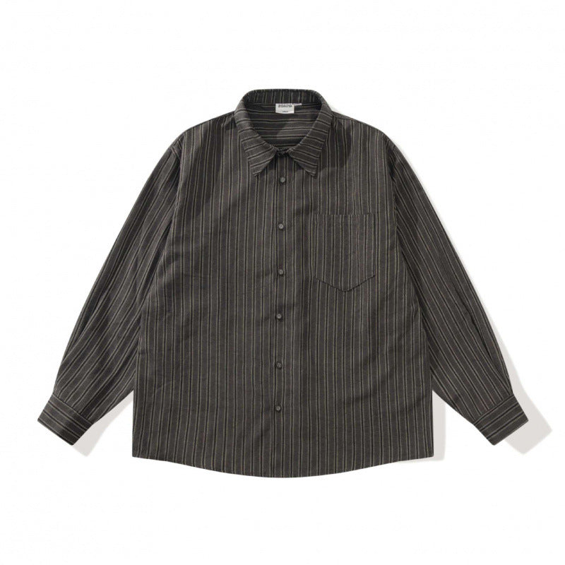 Unisex Oversized Striped Shirt in Relaxed Fit with Chest Pocket Fashion Glam