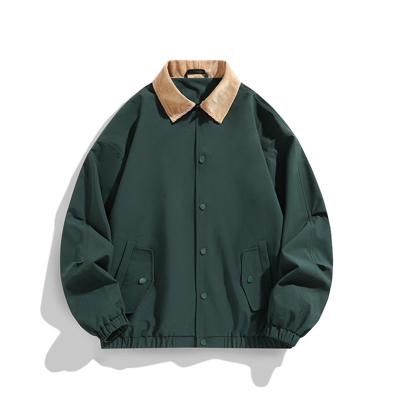 Men's Oversized Blouson with Cord Collar, Snap Button Closure, and Flap Pockets Fashion Glam