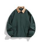 Men's Oversized Blouson with Cord Collar, Snap Button Closure, and Flap Pockets Fashion Glam