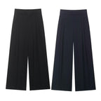 Women's high-waisted wide palazzo pants with pleats and elegant drape Fashion Glam