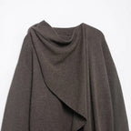 Women's Draped Oversized Cardigan with Hooded Collar and Wide Sleeves Fashion Glam