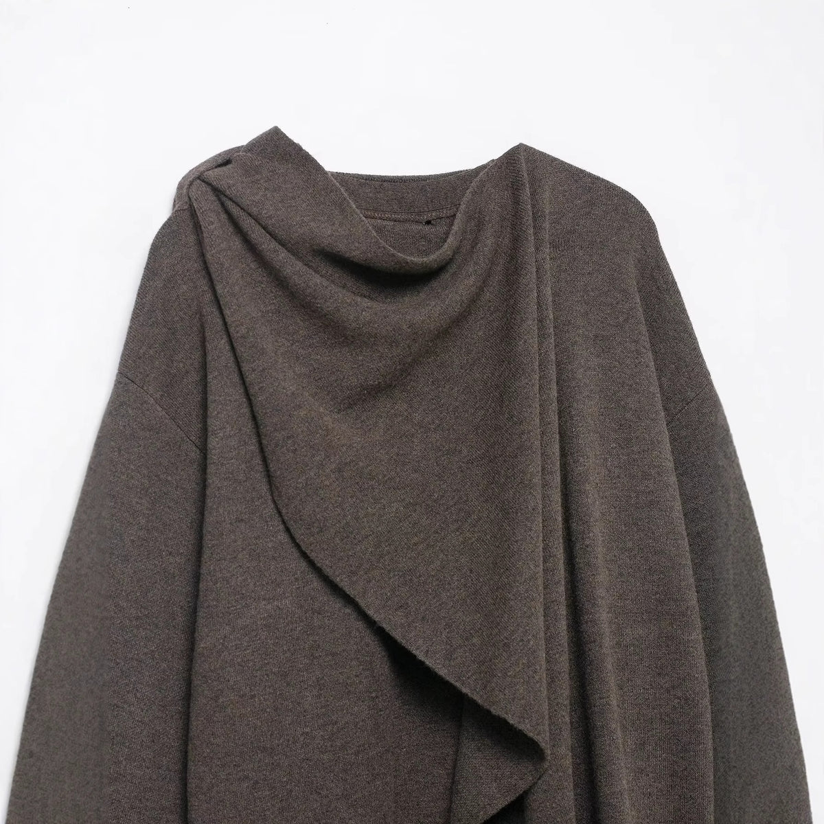 Women's Draped Oversized Cardigan with Hooded Collar and Wide Sleeves Fashion Glam
