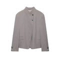 Women's tailored blazer with stand-up collar and asymmetrical button placket Fashion Glam