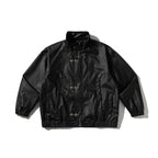 Unisex Boxy-Short Jacket made of vegan leather with a high collar, toggle front, and elastic hem Fashion Glam