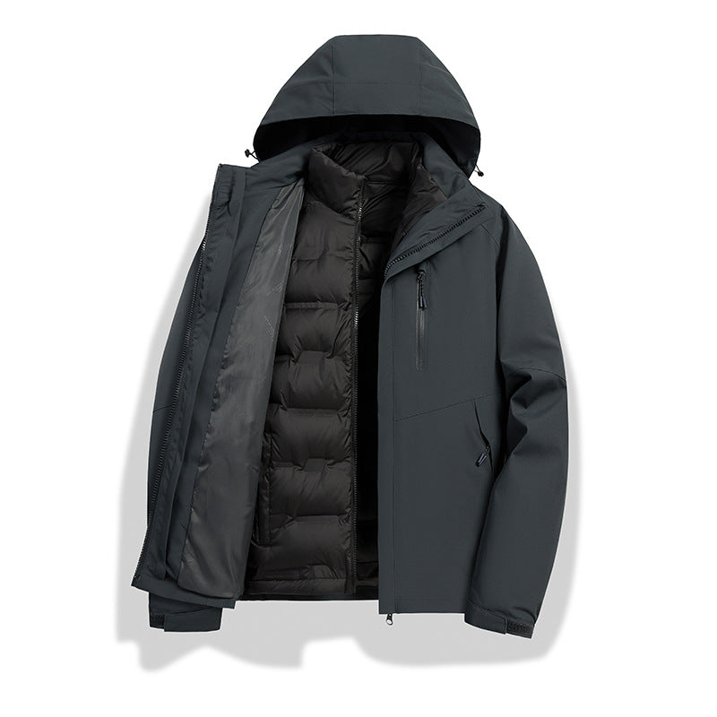 Women's 2-in-1 waterproof winter jacket with removable down inner vest Fashion Glam