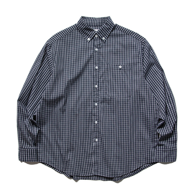 Men's Oversized Checked Shirt in Boxy Cut with Button-Down Collar and Curved Hem Fashion Glam