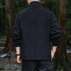 Men's Thermal Microfleece Outdoor Jacket with Stand-Up Collar, Waterproof Chest Zip Pocket Fashion Glam