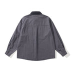 Men's Oversized Shirt Jacket with Cord Collar, Chest Pocket and Stud Detail Fashion Glam
