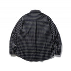 Unisex Oversize Check Flannel Shirt with Shirt Collar, Button Front and Rounded Hem Fashion Glam