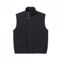 Unisex Boxy Padded Sleeveless Vest with High Stand-Up Collar, Hidden Snap Button Placket and Flap Pockets Fashion Glam