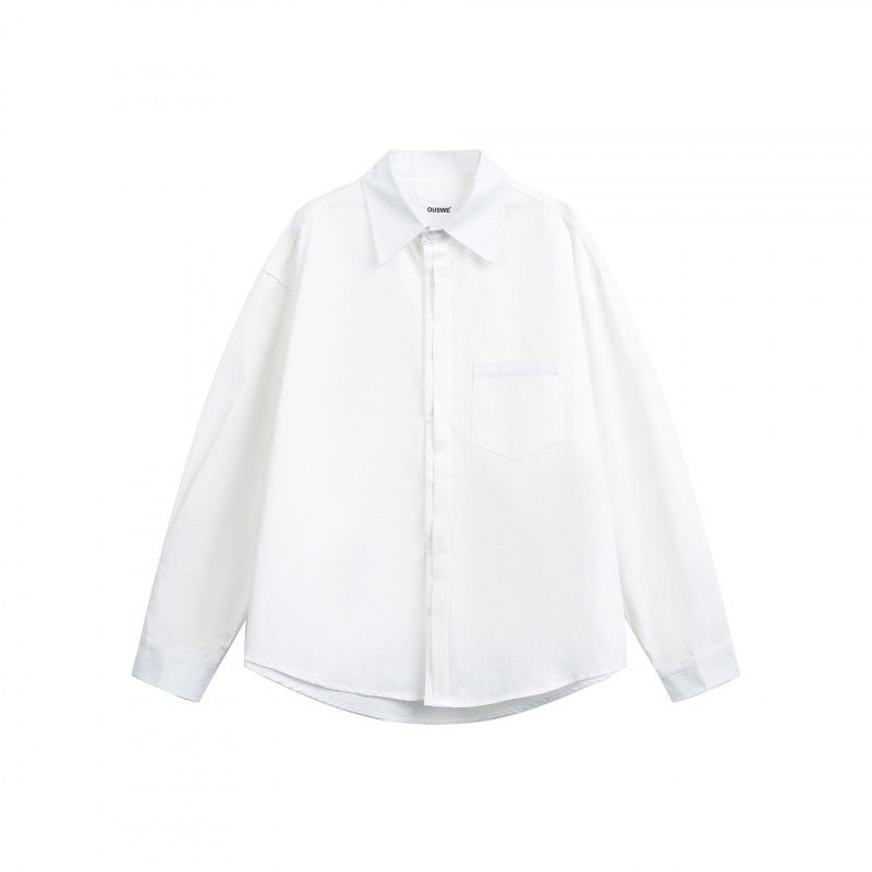 Unisex Oversized Shirt with concealed button placket and chest pocket Fashion Glam