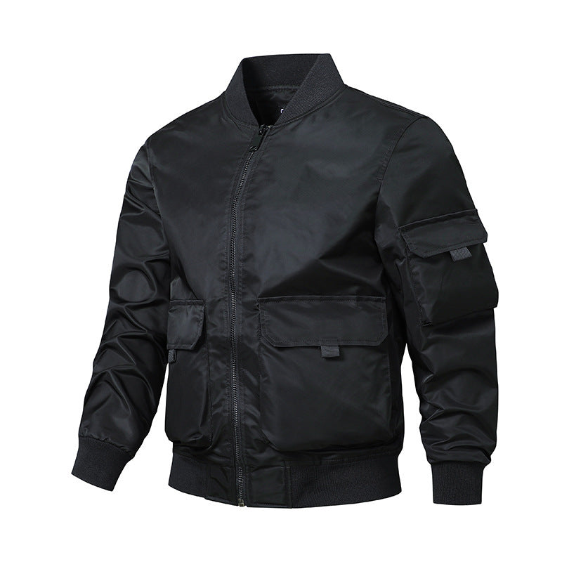 Men's bomber jacket in utility style with wind-resistant shell, multiple pockets and ribbed cuffs Fashion Glam