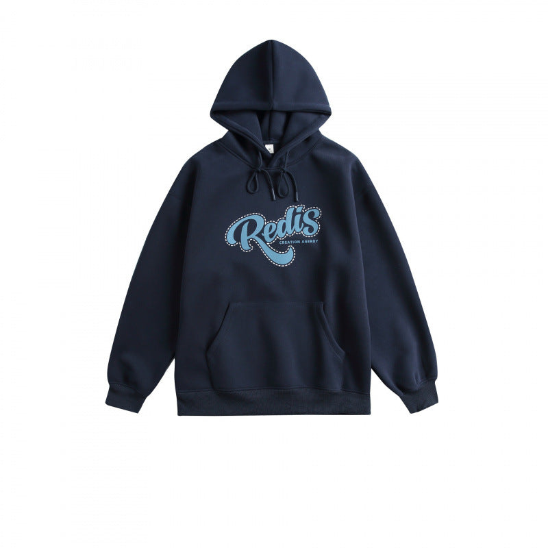 Unisex Oversized Hoodie with Kangaroo Pocket, Logo Print and Wide Ribbed Hem Fashion Glam