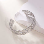 Women's Open Bangle in Modern Bamboo Design Fashion Glam