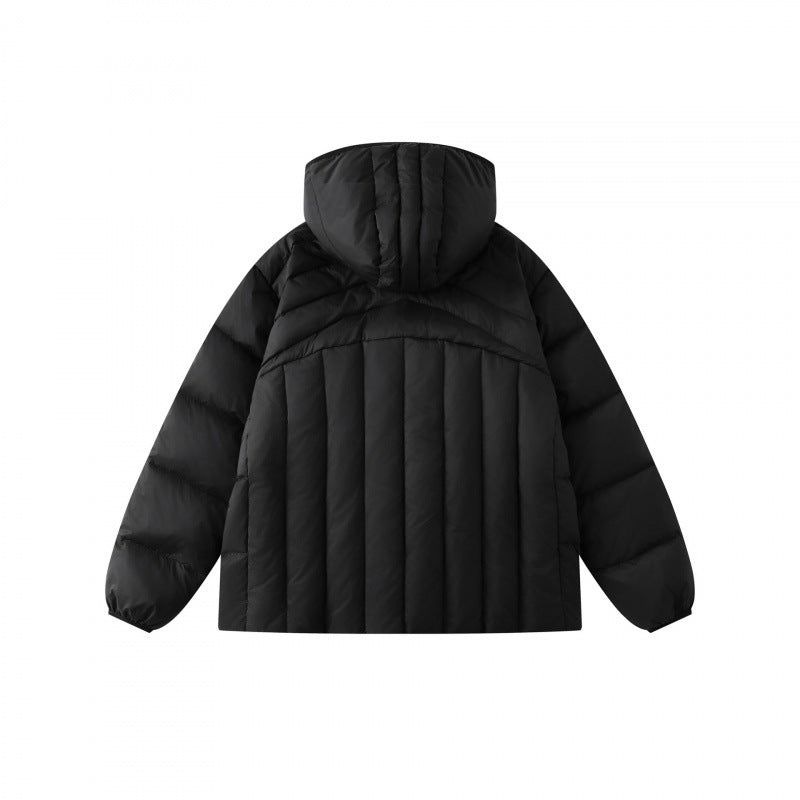 Unisex Short padded hoodie in boxy puffer style with geometric quilting Fashion Glam