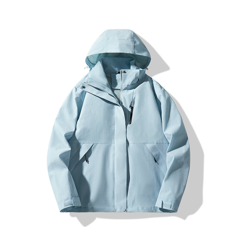 Men's Technical Waterproof Hooded Shell Jacket in Minimalist Urban Look Fashion Glam