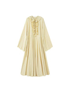 Women's maxi dress with ruffles, tie collars and wide bell sleeves Fashion Glam