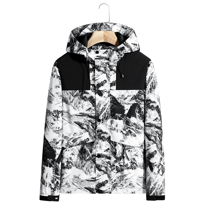 Men's Lightweight Water-Repellent Hooded Softshell Jacket with Concealed Press Stud Placket and Drawstring Fashion Glam