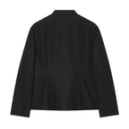Women's Tailored Short Blazer with Mandarin Stand Collar and Decorative Frog Closures Fashion Glam