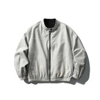 Unisex Light Oversized Bomber Jacket Made of Textured Fabric with Stand-Up Collar and Elastic Hem Fashion Glam