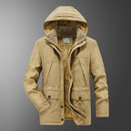 Men's insulated hooded parka with thermo teddy lining, windproof cotton blend outer shell, and multiple pockets Fashion Glam