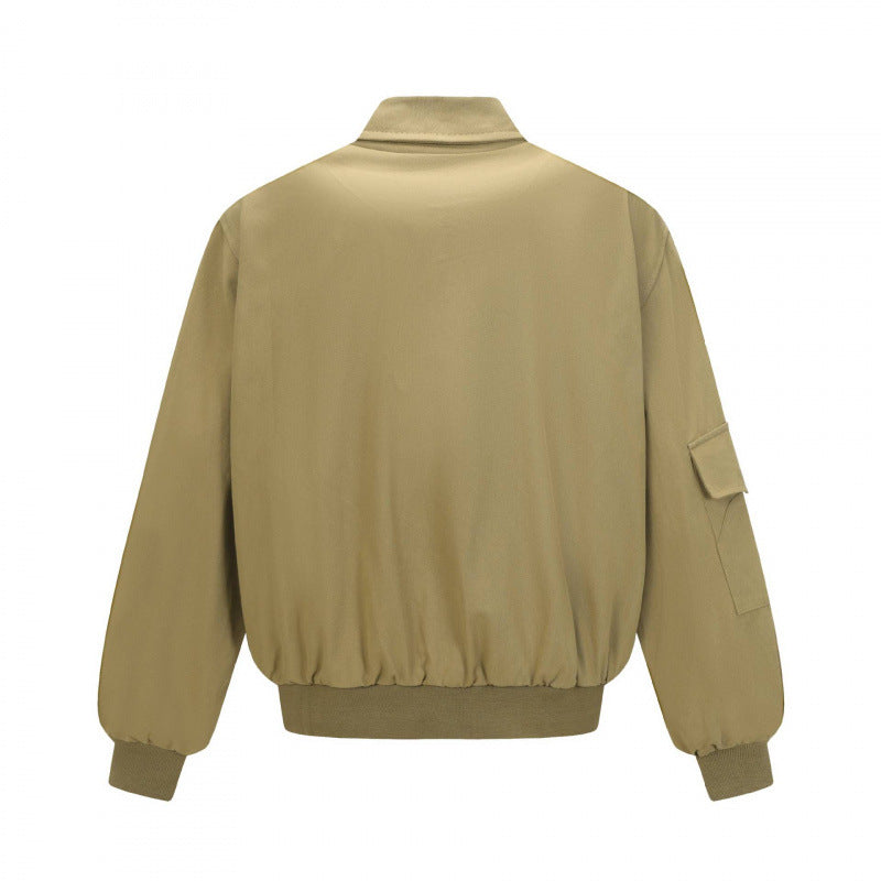 Unisex Oversize Bomber Jacket in Utility Style with Zipper, Flap Pockets and Ribbed Hem Fashion Glam