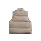 Unisex Lightweight Padded Stand-Up Collar Vest in Boxy Cut with Zipper Pockets Fashion Glam