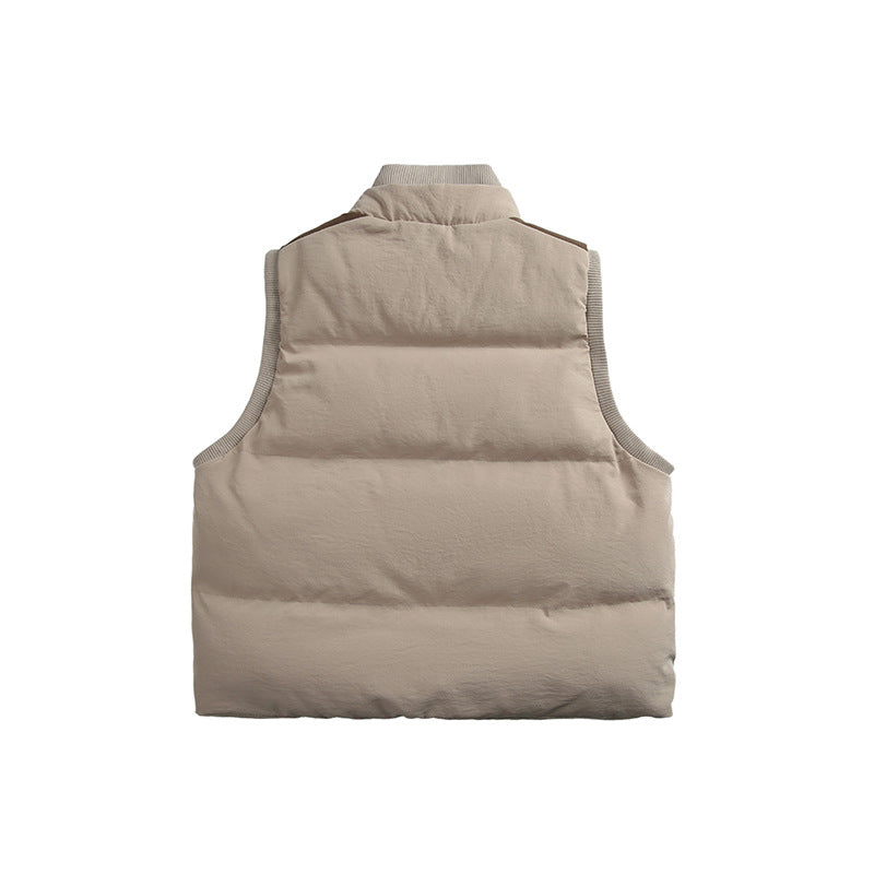 Unisex Lightweight Padded Stand-Up Collar Vest in Boxy Cut with Zipper Pockets Fashion Glam