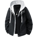 Men's Two-Layer Windbreaker Hooded Jacket with Contrast Lining and Concealed Zipper Fashion Glam