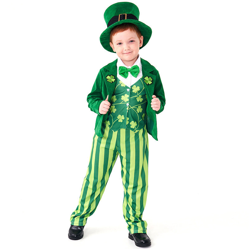 Men's costume as Irish Leprechaun with hat and detailed accents Fashion Glam