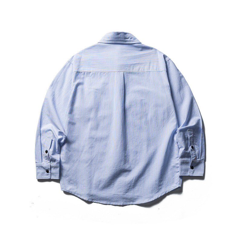 Men's Oversized Shirt in Worker Style with Pinstripes and Chest Pockets Fashion Glam