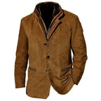 Men's suede blazer with removable leather inner vest Fashion Glam