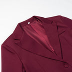 Women Simple Single-Button Long Blazer with Satin Lining and Patch Pockets Fashion Glam