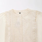Ladies Broderie Anglaise Cotton Blouse with Ruffle Trim and Balloon Sleeves Fashion Glam