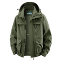 Men's Field Utility Outdoor Jacket with Hood, Multi-Pockets and Mesh Lining Fashion Glam