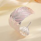 Ladies Open Cuff Bracelet in Tropical Leaf Design Fashion Glam