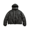 Unisex Short padded puffer jacket with high closing collar, voluminous hood and zippered pockets Fashion Glam