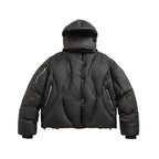 Unisex Short padded puffer jacket with high closing collar, voluminous hood and zippered pockets Fashion Glam
