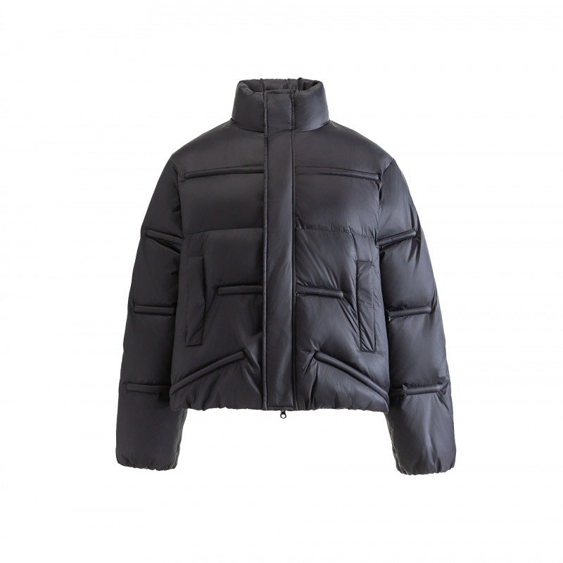 Unisex Short quilted padded jacket in a boxy cut with high stand-up collar Fashion Glam