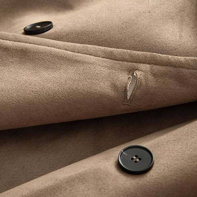 Women's short trench coat in suede-look velvet with tie belt Fashion Glam