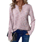 Ladies fine knit pullover with V-slit and casual silhouette Fashion Glam